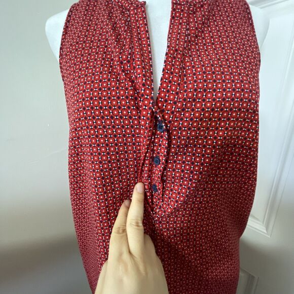 Dalia Sleeveless Dress, Lined, Non-stretch, V-Neck Red and Navy Size 4 - Picture 2 of 9